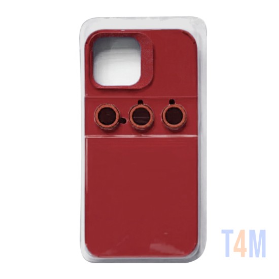 Silicone Case with Separate Camera Glass Set for Apple iPhone 15 Pro Red